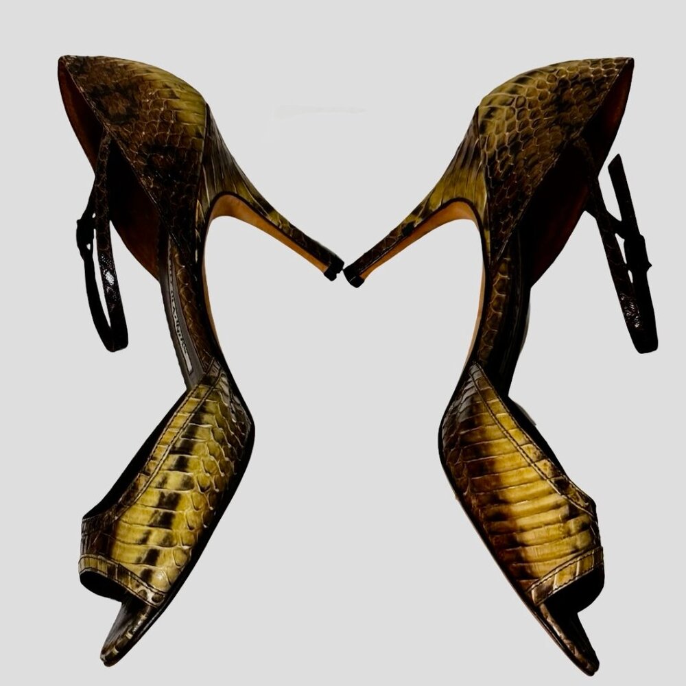 Manolo Blahnik Brown/Green Python D’Orsay Heels –… - image 5